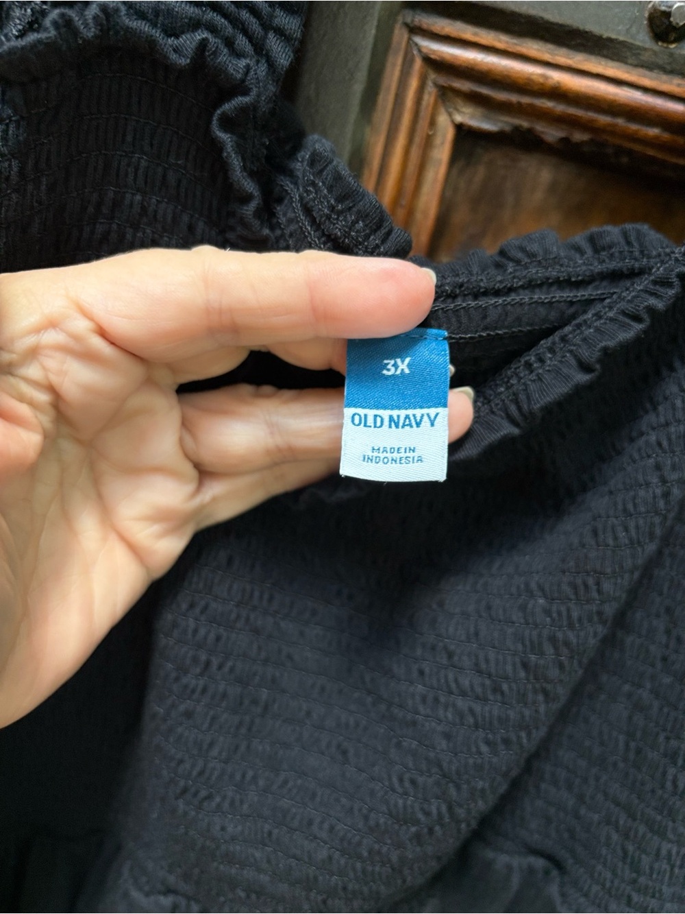 Old Navy Black Midi Dress with Smocked Bodice - Picture 4 of 6